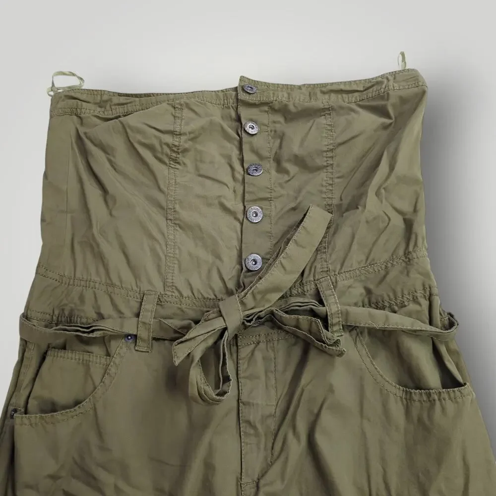 Ashley Stewart Women’s Size 12 Olive Green Strapless Cropped Jumpsuit Romper - Picture 5 of 11